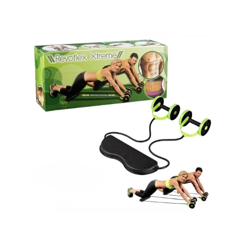 Revoflex Xtreme Abdominal & Core Trainer – Resistance Workout Equipment for Home Gym with Dual Power Bands & Foam Knee Pad