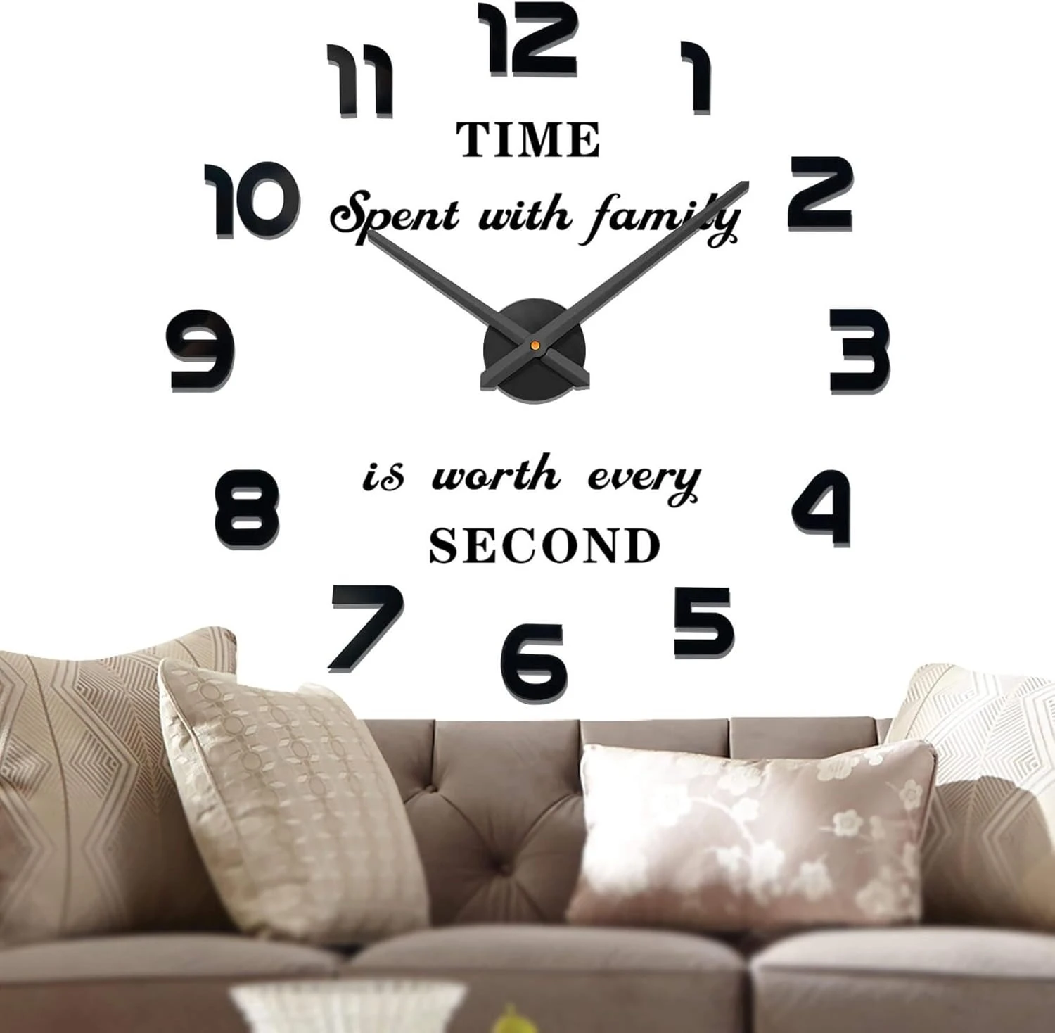 TIME SPENT WITH FAMILY Large Diy Quartz 3d Wall Clock Acrylic