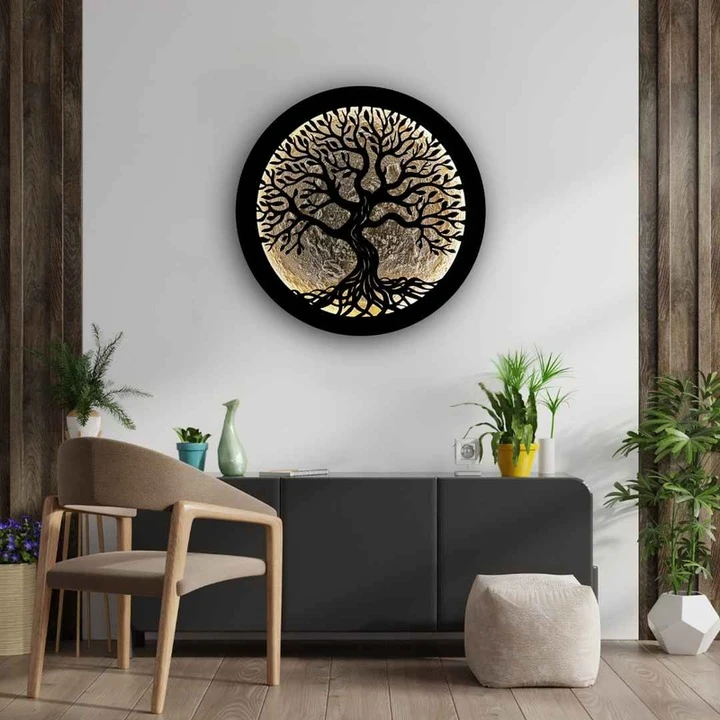 Black Tree of Life Wall Art Plaque – Exquisite Decorative Ornament for Home & Office