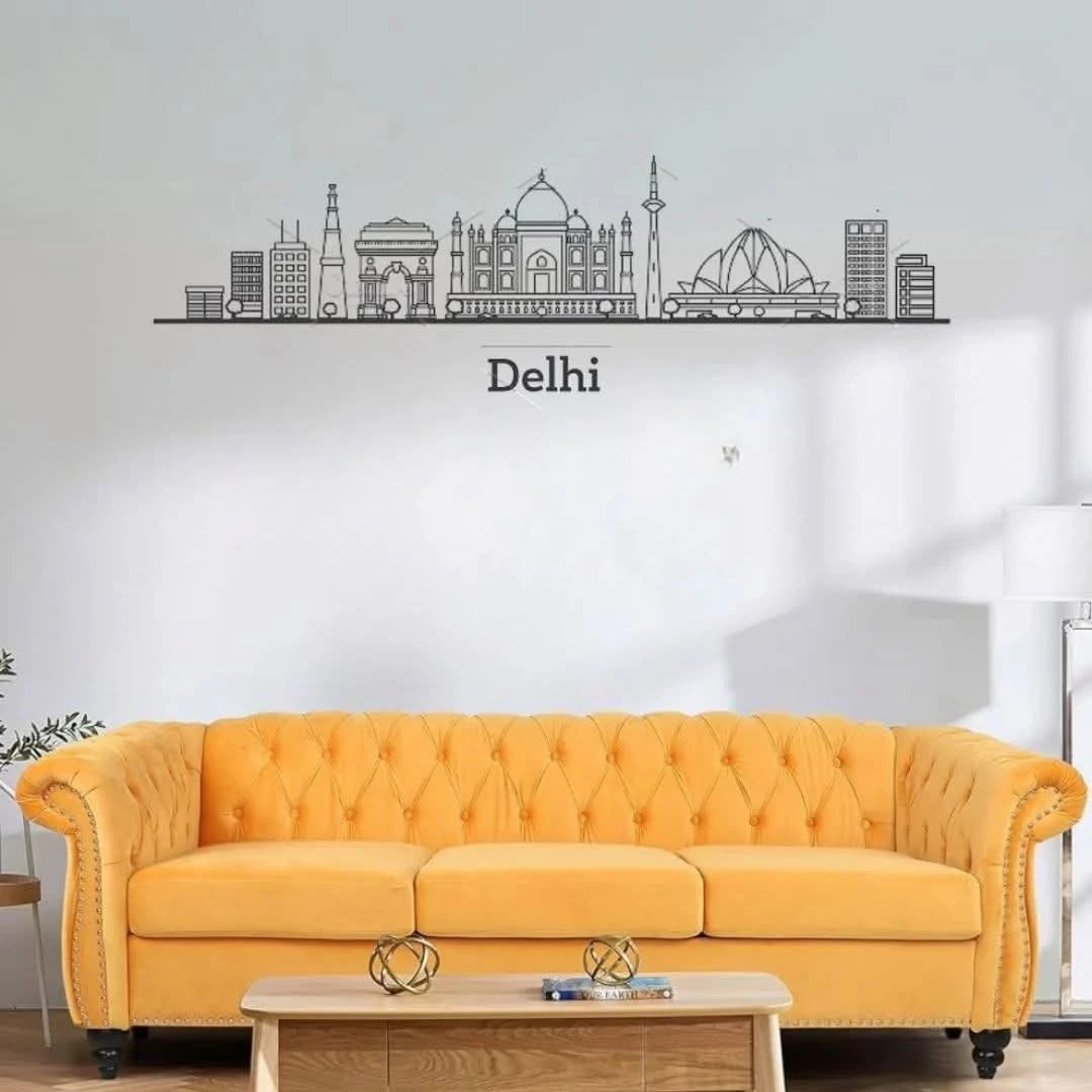 New Delhi, India Downtown – Black & White Acrylic Wall Décor | Modern Cityscape Art
