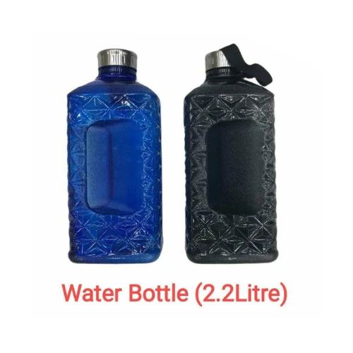 Toyshine 2.2L Diamond Shaped Sports Water Bottle – BPA-Free, Leakproof, Half-Gallon Large Capacity Gym Bottle for Fitness & Outdoor Use – Blue & Black
