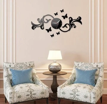 Fancy Butterfly Wall Clock | Modern Acrylic Decorative Timepiece | Elegant Wall Decor