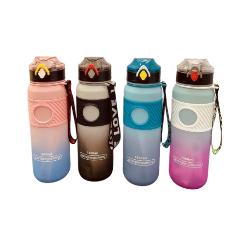 1100ML Sports Water Bottle – Leakproof, BPA-Free, Durable Bottle with Carry Strap – Mix Color – Ideal for Gym, Office, Outdoor, and Daily Use