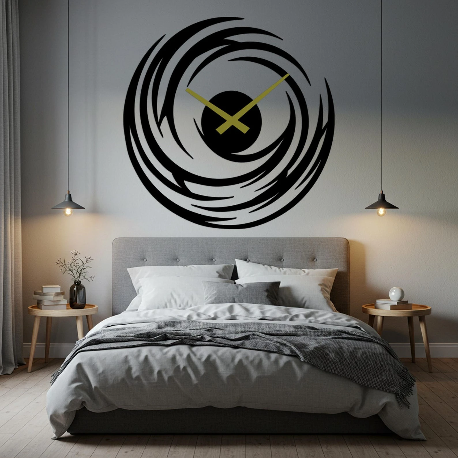 Modern Acrylic Wall Clock | Abstract Swirl Design | Large Contemporary Clock for Living Room & Office