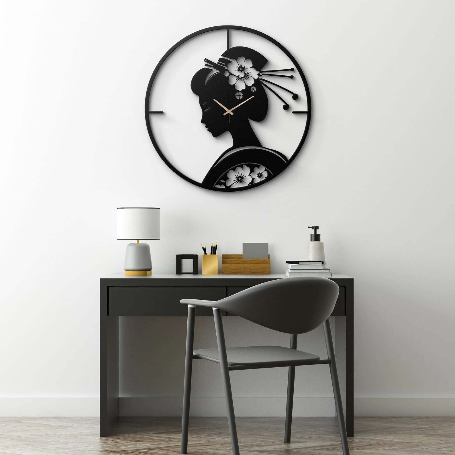 Geisha Silhouette Acrylic Wall Clock | Elegant Japanese Art Design | Stylish Home Decor