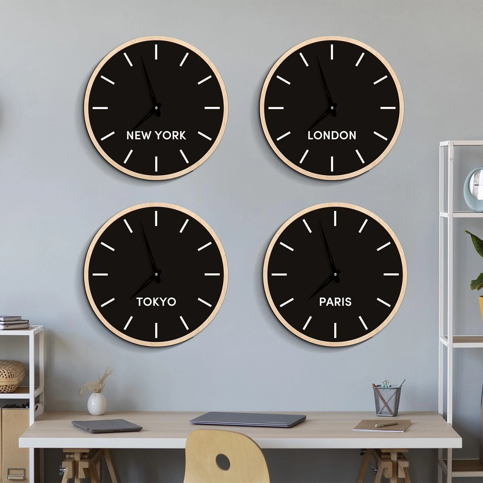 Custom Time Zone Acrylic Wall Clock | Multiple City Time Zones | Travel & World Clock Wall Art
