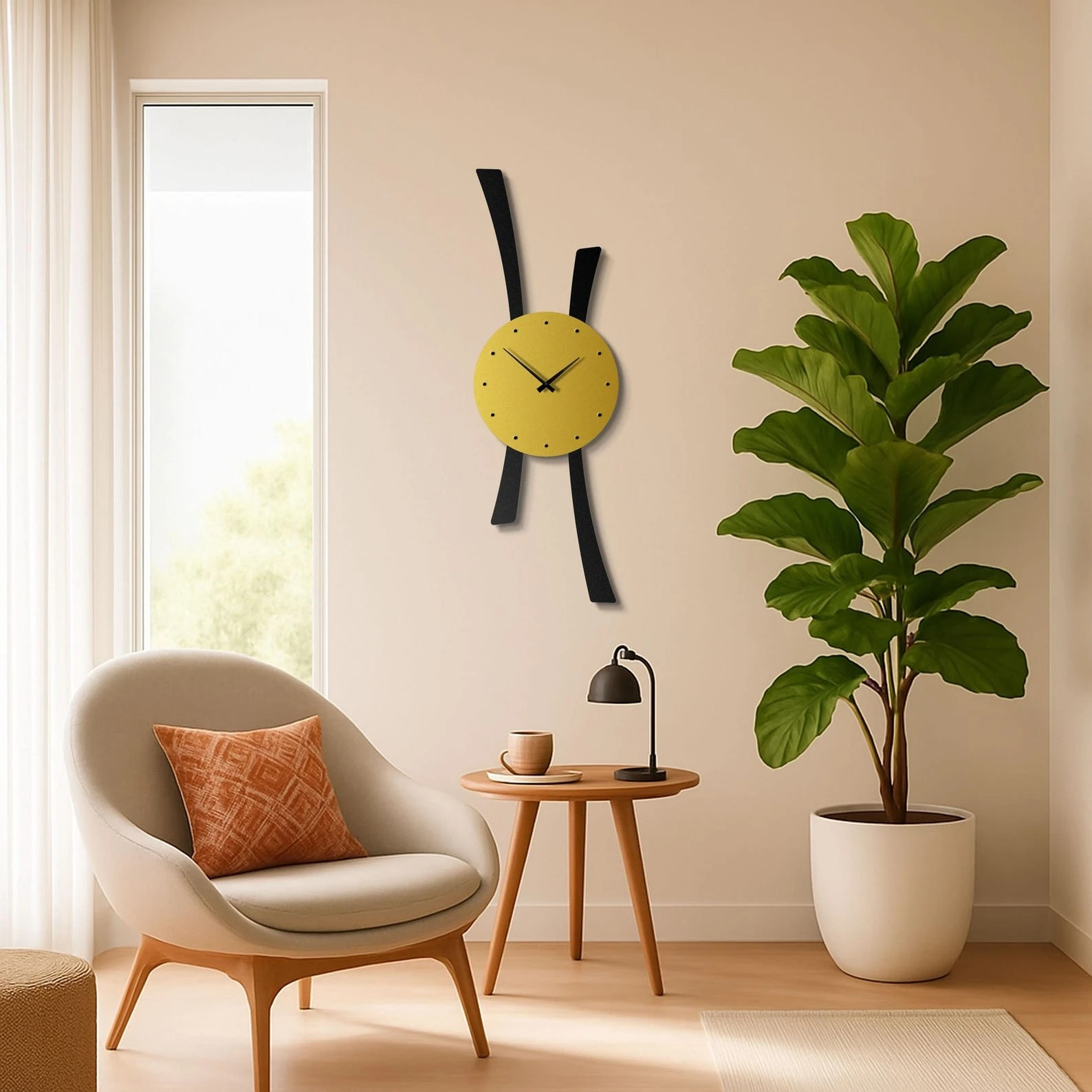 Oversized Acrylic Wall Clock | Modern Black & Gold Silent Timepiece | Elegant Home & Office Decor