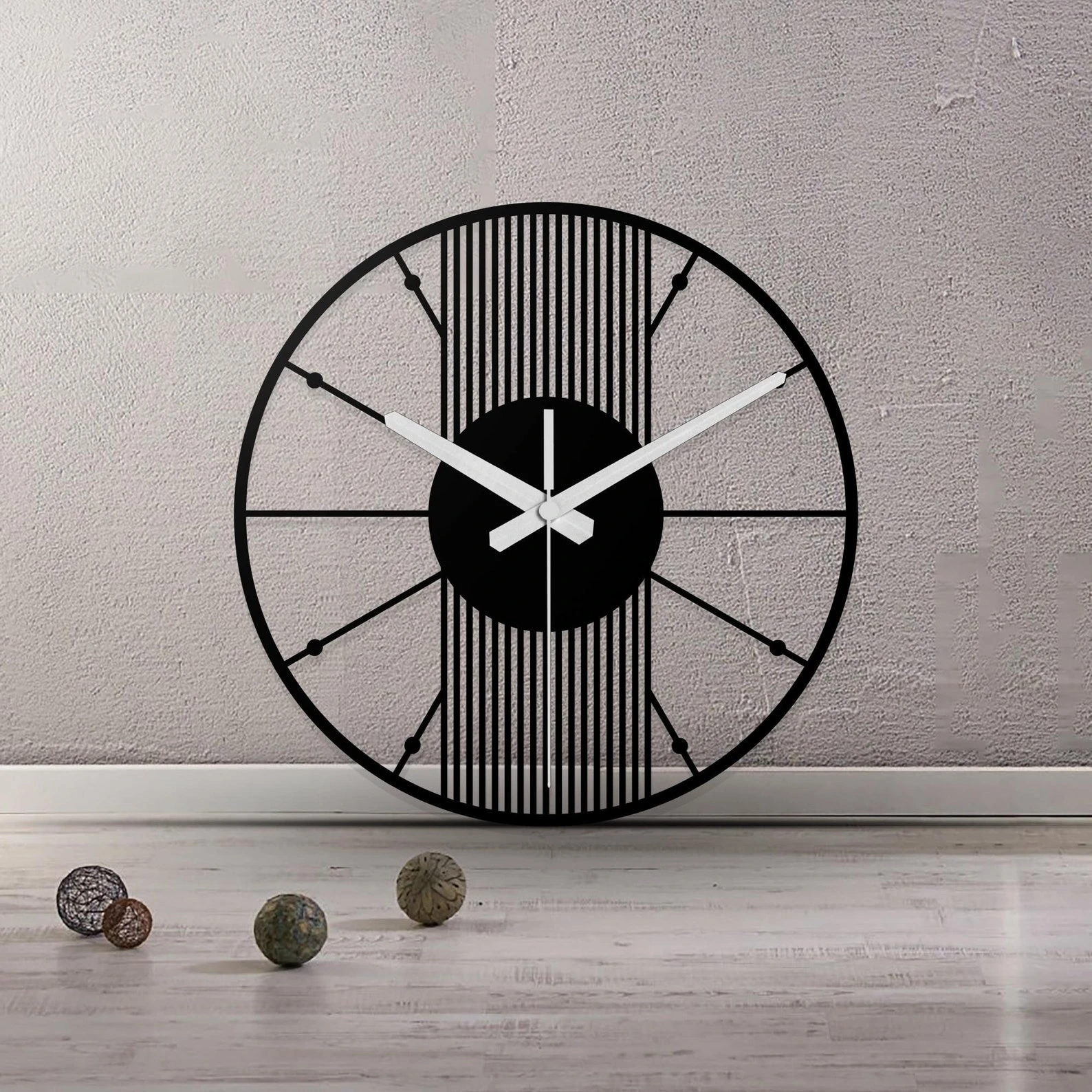 Oversized Modern Acrylic Wall Clock | Unique Black Wall Art | Minimalist Home Decor