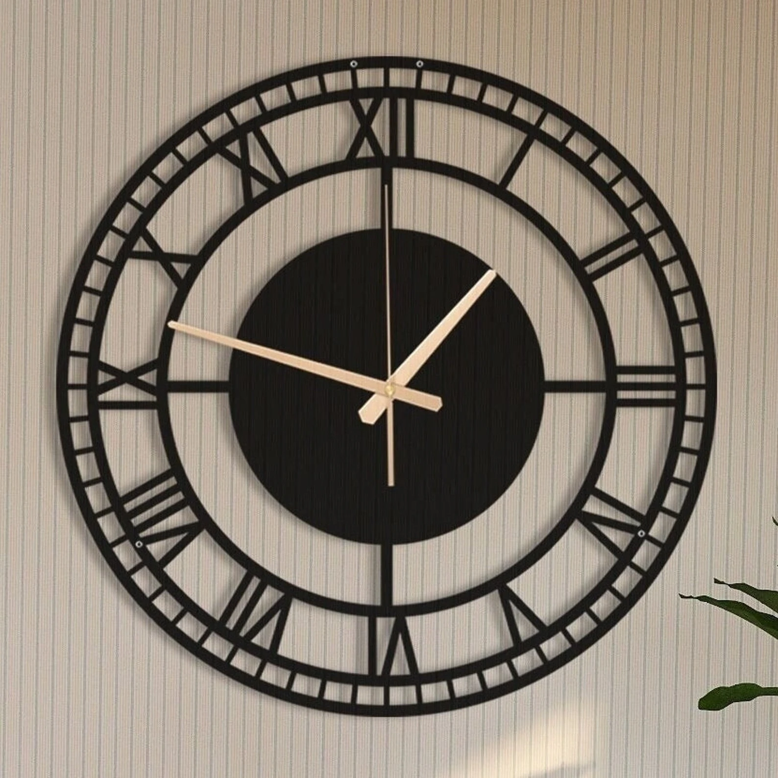 Oversized Roman Numerals Acrylic Wall Clock | Silent Handmade Wall Art | Unique Circle Design