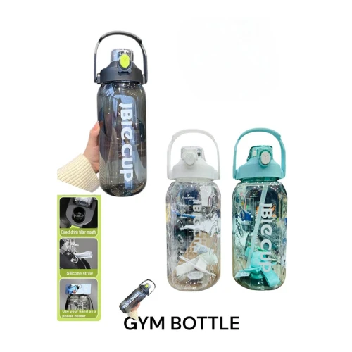 Crevizon Unbreakable 2600ML Sports Water Bottle – BPA-Free, Leakproof, with Removable Straw & Easy-Carry Handle – Hydration Tracker – Multicolor