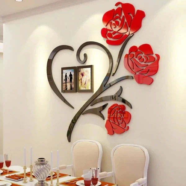 Rose Flower Acrylic Wall Art | Elegant Floral Home Decor | Romantic Wall Hanging(100x100)