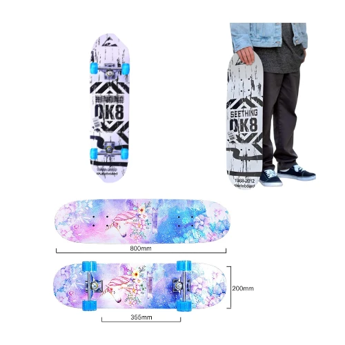 BLAZE 28-Inch Wooden Skateboard – Durable PVC Wheels – Beginner & Pro Friendly – Multi-Color Design