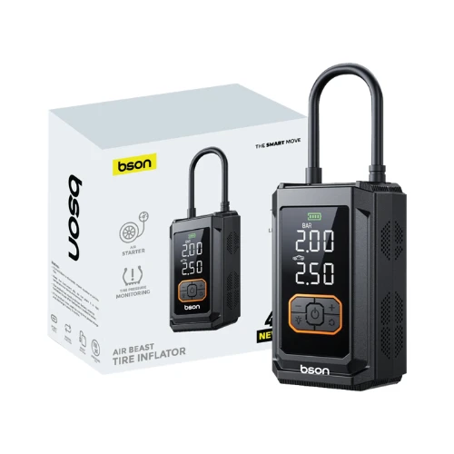 AIR BEAST Tire Inflator – Bson 4-in-1 Portable Inflator, 150 PSI, Power Bank, LED Flashlight & Smart Pressure Monitoring
