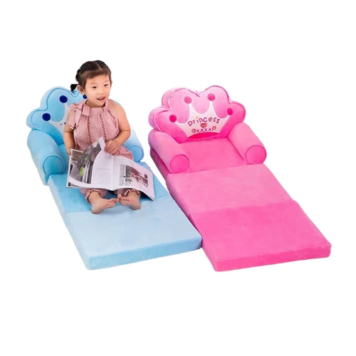 1PCS Kids Sofa Chair – Foldable 2-in-1 Toddler Couch with Backrest & Armrests, Cartoon Design, Upholstered Baby & Infant Seat, Perfect Birthday & Festival Gift for Boys and Girls