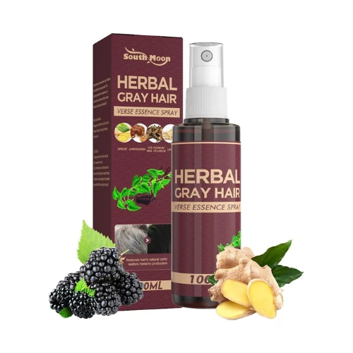 Herbal Gray Hair Reverse Essence Spray – Natural Gray Hair Darkening & Nourishing Formula, 100ml