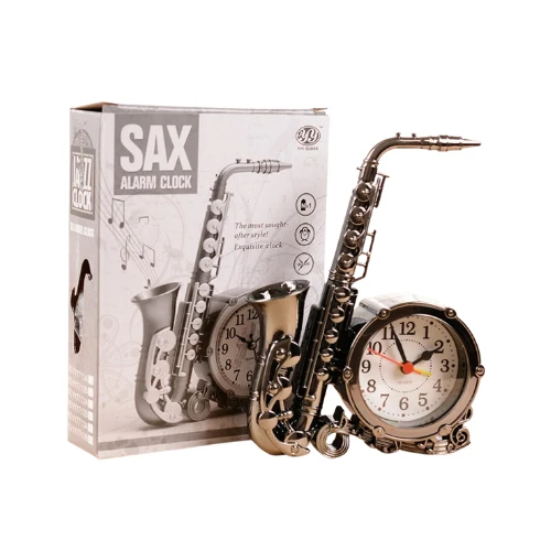 POL TOOTH Saxophone Alarm Clock – Stylish Analog Table Clock for Home & Office