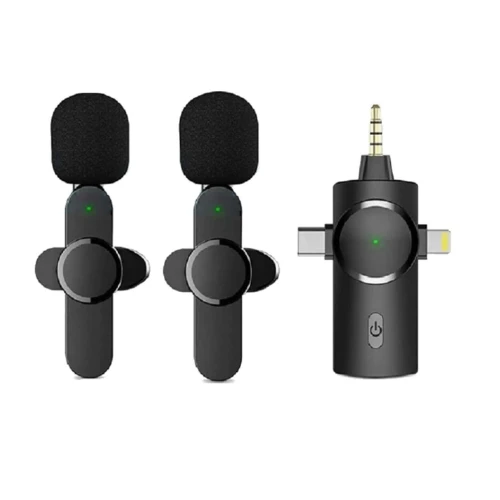 3-in-1 Mini Wireless Lavalier Microphone – Compatible with iPhone, iPad, Android, Camera & PC, 7H Long Battery for Interviews, Video & Podcasts