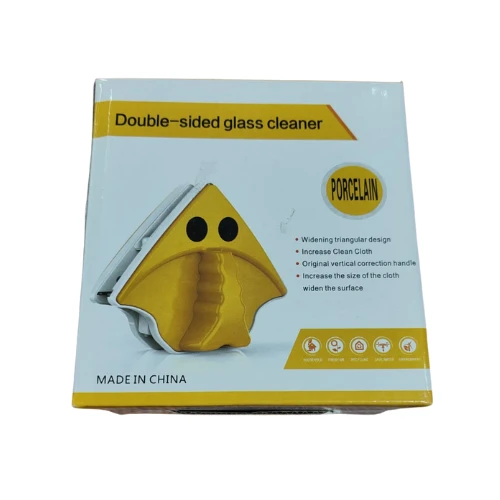 Double-Sided Glass Cleaner – Triangular Design with Extended Cleaning Cloth & Vertical Correction Handle
