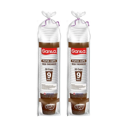 Paper Cups – 9 oz Disposable Cups for Hot & Cold Drinks (2x50 Pcs, Pack of 2)