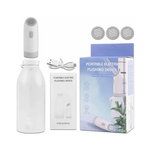 Portable Electric Flushing Device – Rechargeable Sonic-Type Cleaner with Easy Instructions