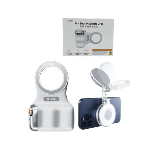 TELESIN Fun Shot Magnetic Grip – Strong Phone Mount with 360° Rotation, Secure Magnetic Hold for Vlogging, Photography & Travel