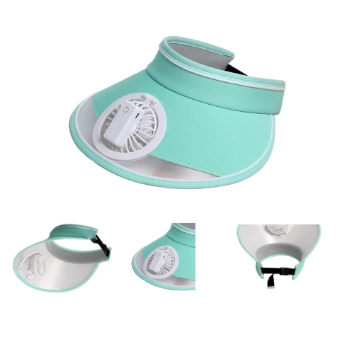 Sun Hat with Built-in Fan – Wide Brim Portable Cooling Hat for Kids & Adults, Visor Fan Hat for Summer, Fishing, Hiking, Outdoor Activities