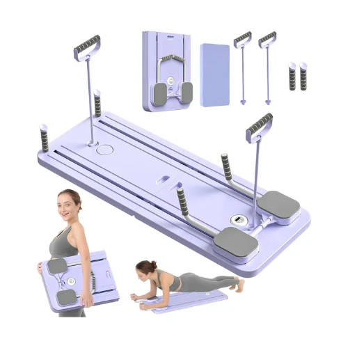Pilates Reformer Board – 5-in-1 Multi-Purpose Foldable Pilates Board with Resistance Bands & Sliding Platform | Home Fitness Pilates Reformer Set