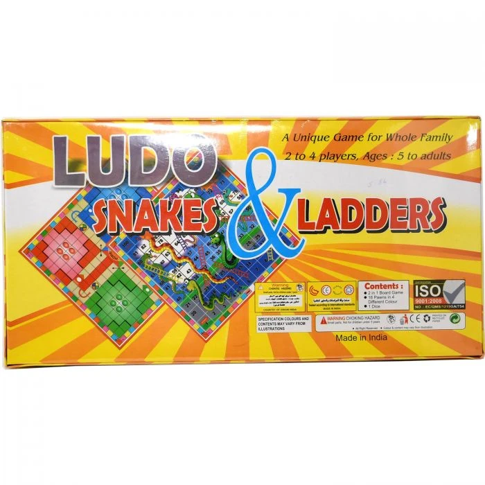 Ludo & Snakes and Ladders Board Game – Classic Family Game for 2 to 4 Players, Ages 5+