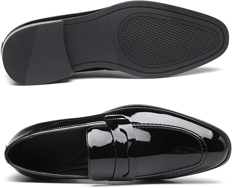 Men’s Slip-On Penny Loafer Dress Shoes – Pointed Toe Black Formal Shoes for Business, Casual, Office, Weekend & Wedding