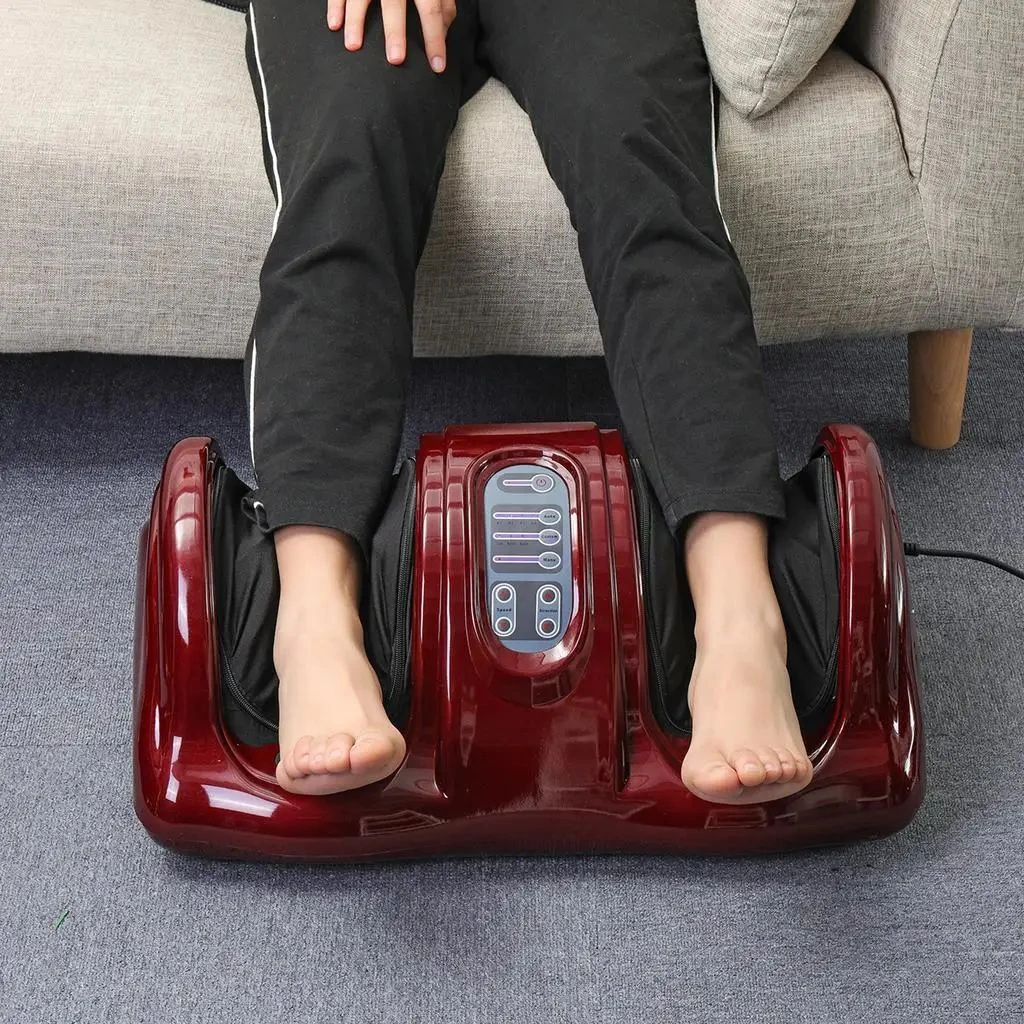 Premium Electric Foot Massager Machine with Heat and Rolling Kneading Therapy – Red