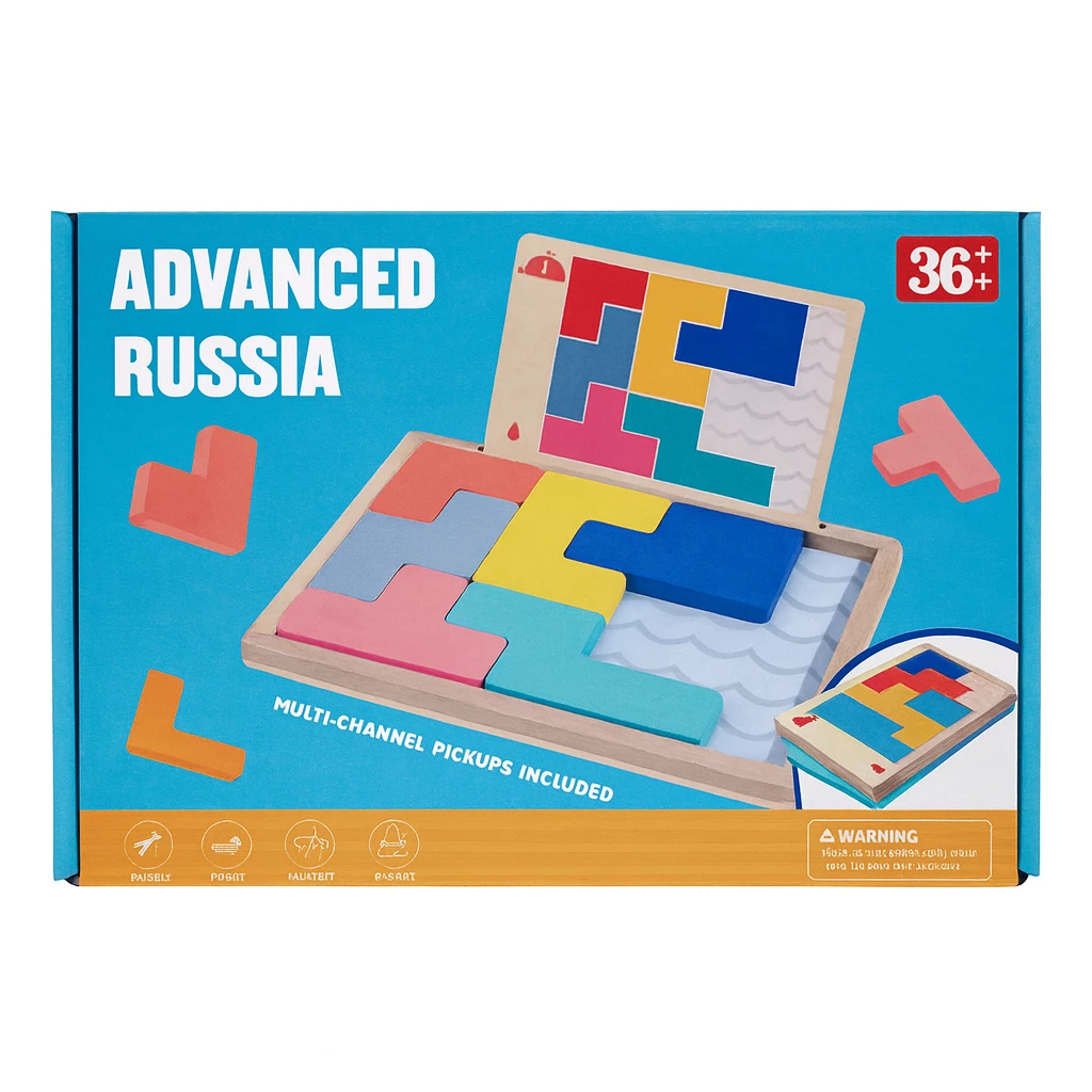Advanced Russia Puzzle Game – Wooden Tetris Block Educational Toy for Kids (36+ Months)