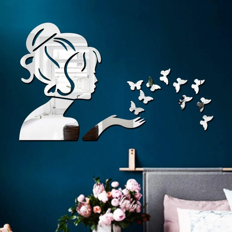 3D Acrylic Angel Fairy with Butterfly Decorative Mirror – Elegant Wall Art for Girls’ Bedroom, Nursery, or Living Room