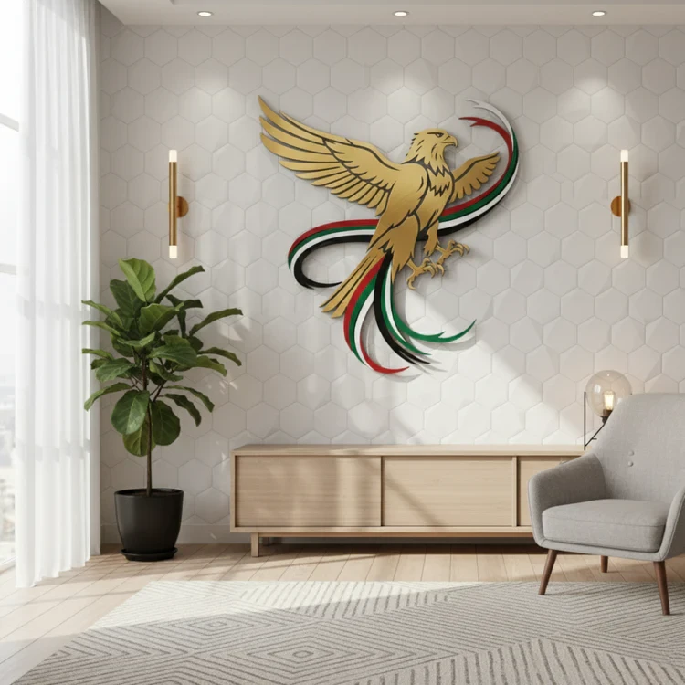 UAE Falcon Acrylic Wall Art – Premium National Symbol Décor (3D Layered Design)