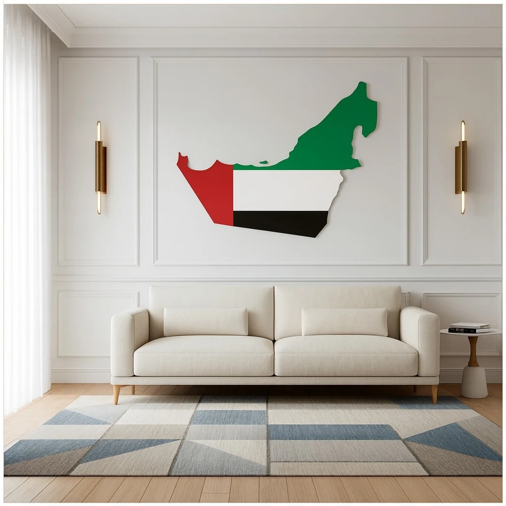 Geometric UAE Flag Map Acrylic Wall Art – Premium Home Decoration