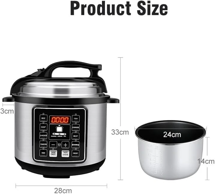 10-in-1 Electric Pressure Cooker 6 Litres, 1050W Multi Cooker for Rice, Soup, Stew, Slow Cook & Steam