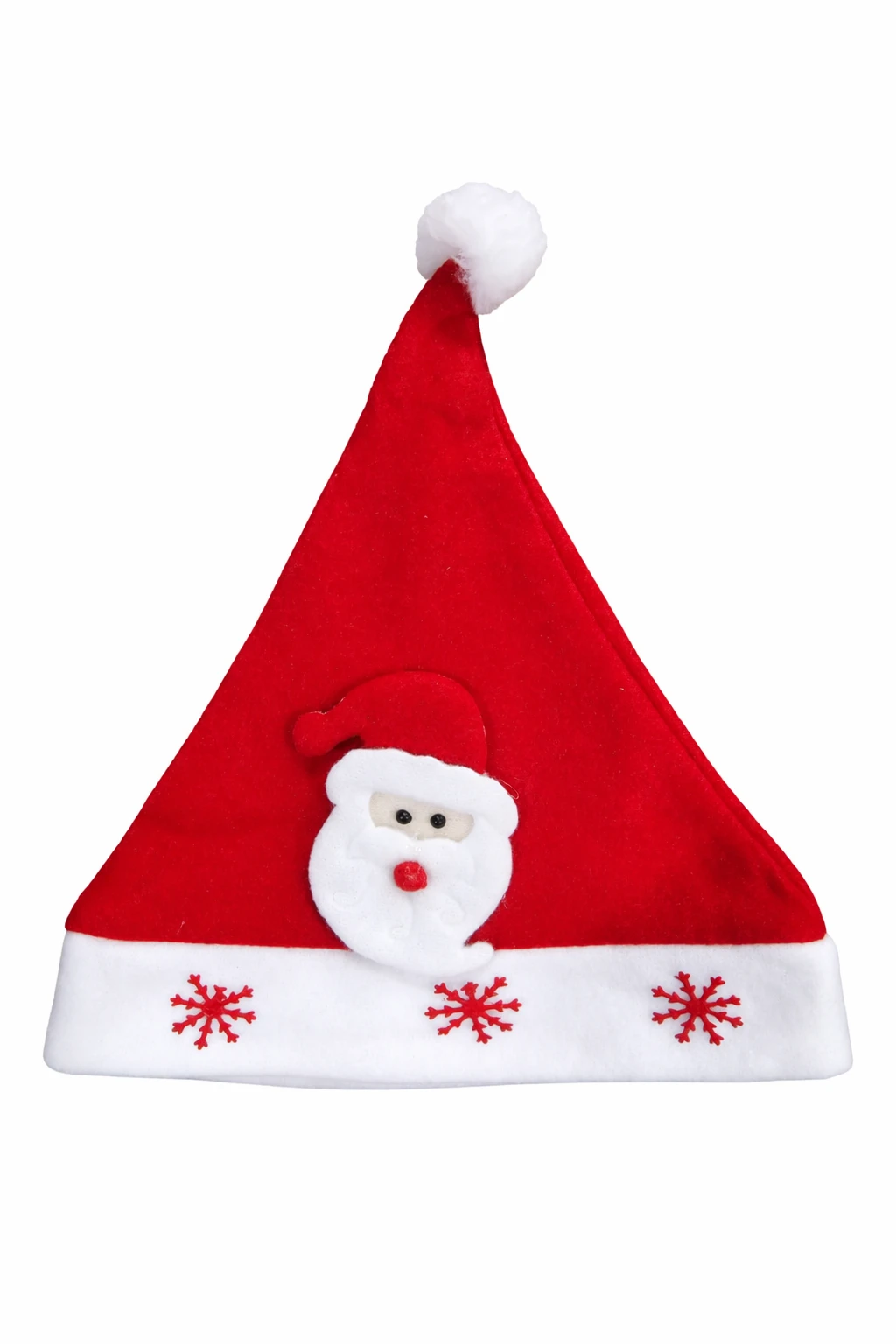 Santa Claus Christmas Hat – Soft Felt Holiday Party Cap with Snowflake Embroidery