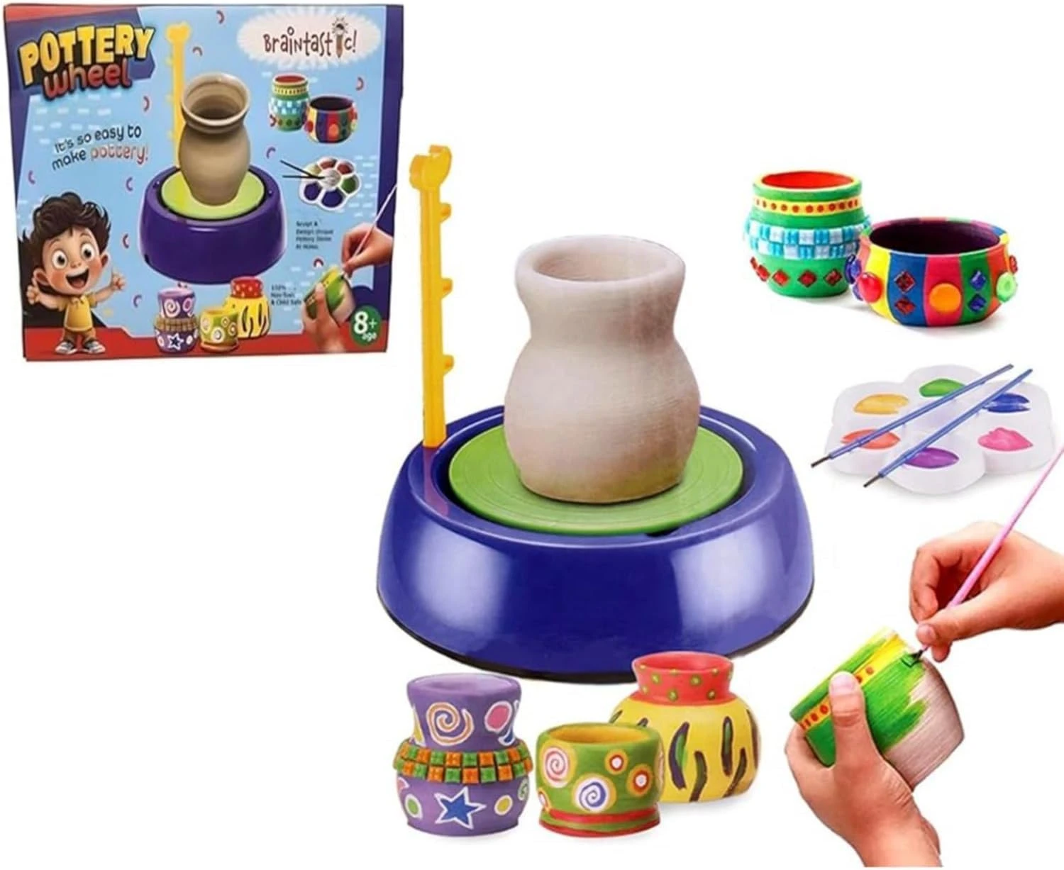 Kids Pottery Wheel Kit – Battery Operated DIY Clay Art Craft Toy for Children, Creative Educational Play Set