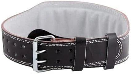 Weight Lifting Belt – Heavy-Duty Leather Back Support for Fitness & Strength Training (Black & White Colors, Sizes S–M–L)