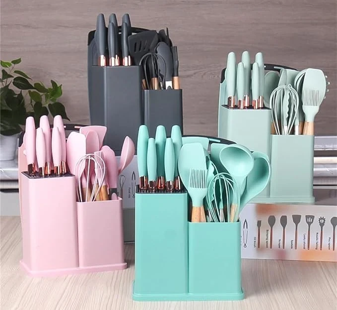 19-Piece Silicone Kitchen Utensil Set – Heat-Resistant & Non-Stick Friendly